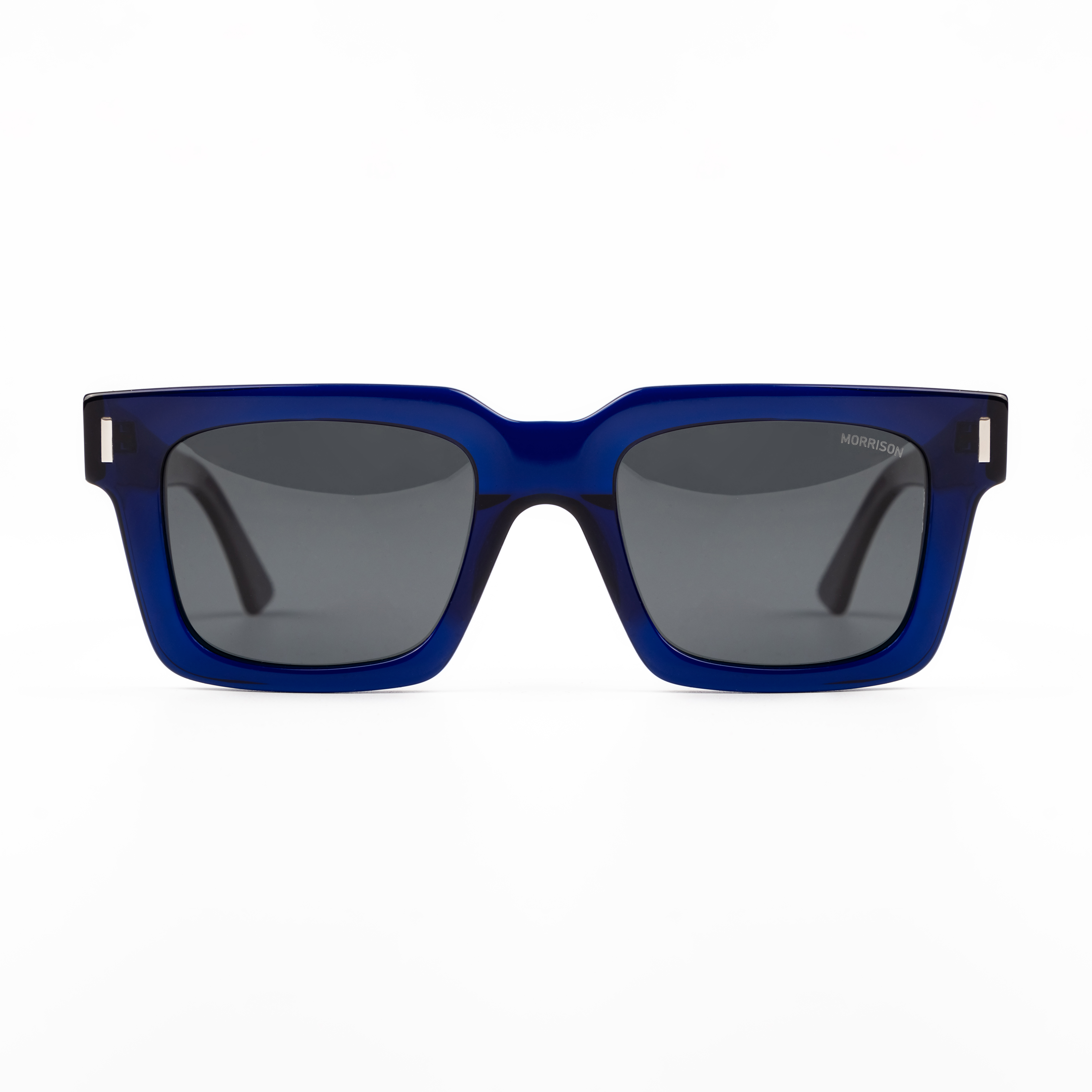 Lentes de sol polarizados Monaco Navy de Morrison Lifestyle. Montura cuadrada de acetato grueso en color azul marino profundo con doble puente y cristales de sol oscuros.